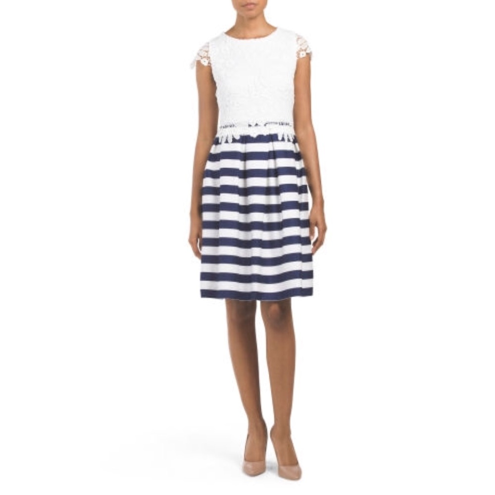 Donna Rocco Lace Fit and Flare Dress